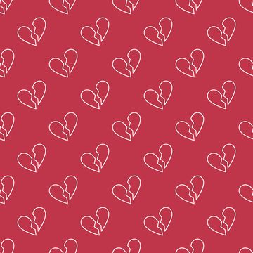 broken heart vector concept linear geometric red seamless pattern or background