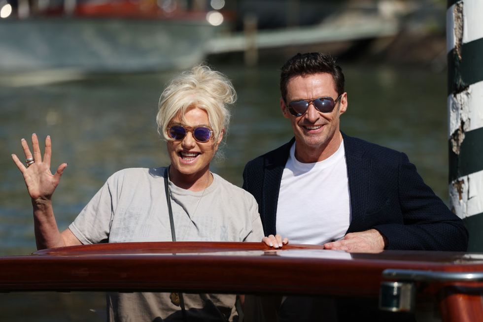 venice, italy september 06 deborra lee furness and hugh jackman arrive at the hotel excelsior during the 79th venice international film festival on september 06, 2022 in venice, italy photo by pascal le segretaingetty images