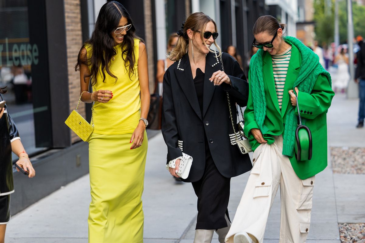 new york, new york september 10 guests laughing outside tibi on september 10, 2022 in new york city photo by christian vieriggetty images