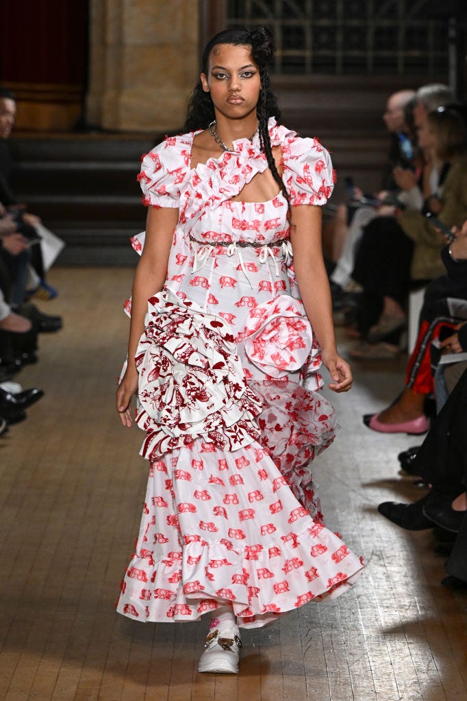 london, england september 16 a model walks the runway during the chopova lowena ready to wear springsummer 2023 fashion show as part of the london fashion week on september 16, 2022 in london, united kingdom photo by victor virgilegamma rapho via getty images