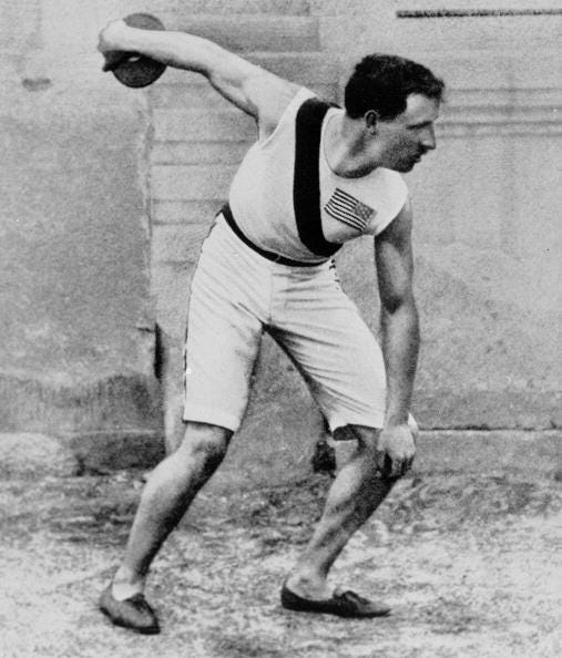 robert garrett usa wins the gold in the discus at the 1896 athens olympics