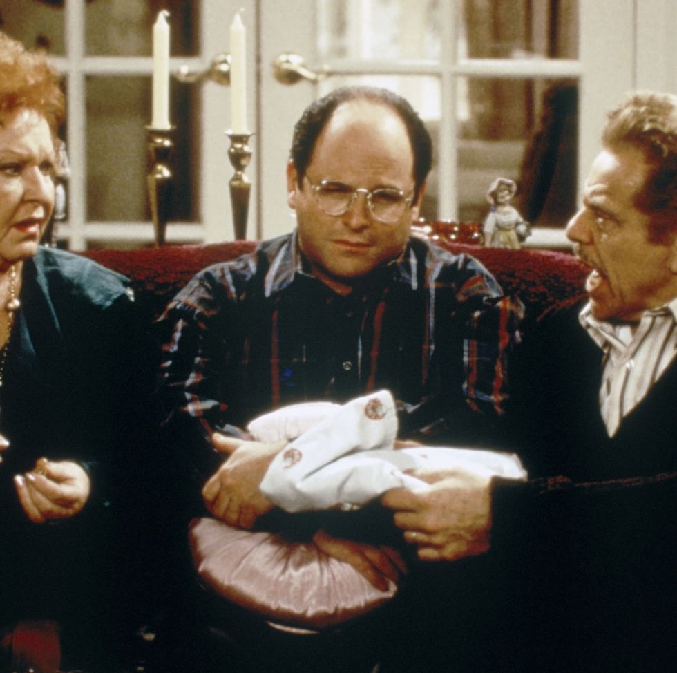 seinfeld    the shower head episode 15    pictured l r estelle harris as estelle costanza, jason alexander as george costanza, jerry stiller as frank costanza  photo by margaret nortonnbcu photo banknbcuniversal via getty images via getty images