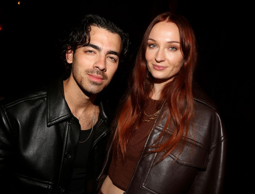 new york, new york october 20 exclusive coverage joe jonas and sophie turner pose at the opening night of the play topdogunderdog on broadway at the golden theater on october 20, 2022 in new york city photo by bruce glikaswireimage