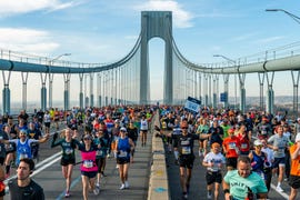 new york, ny november 7 the 2021 tcs new york city marathon is held on november 7, 2021 the course goes through all five boroughs of new york city, starting in staten island and ending in central park this year marks the 50th running of the marathon photo by scott mcdermott new york road runners via getty images