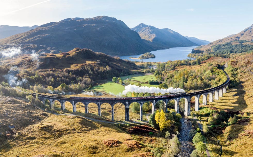 glenfinnan, scotland october 18 the jacobite steam train crosses the glenfinnan viaduct on october 18,2022 in glenfinnan, scotland it appeared in 3 of the films in the harry potter series photo by chris gormangetty images