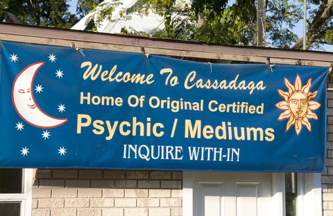Spiritualism Signs For Fortune Tellers And Mediums In Psychic Village Of Cassadaga Florida.