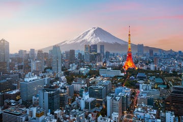 mount fuji en de skyline van tokio