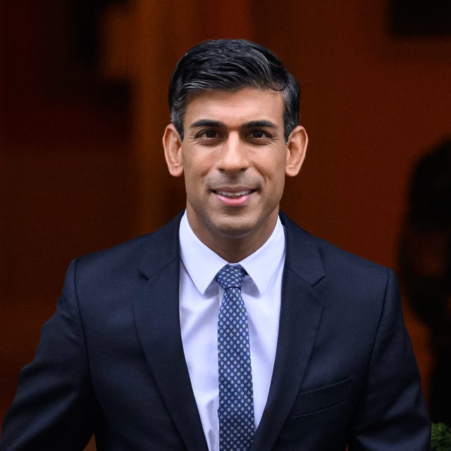 LONDON, ENGLAND - DECEMBER 07: Prime Minister Rishi Sunak leaves number 10 Downing Street ahead of the weekly Prime Minister's Questions session in the House of Commons on December 07, 2022 in London, England. (Photo by Leon Neal/Getty Images)