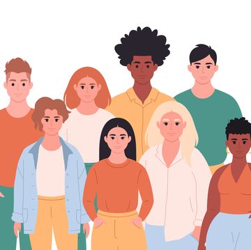 group of young people of different races, appearances multicultural society social diversity of people in modern society vector illustration