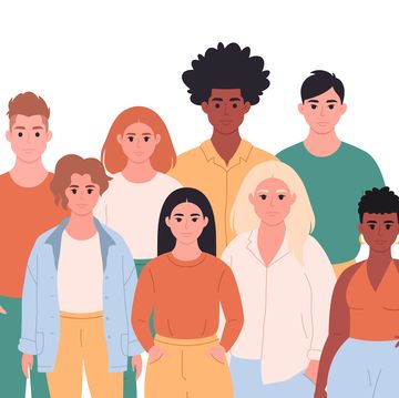 group of young people of different races, appearances multicultural society social diversity of people in modern society vector illustration