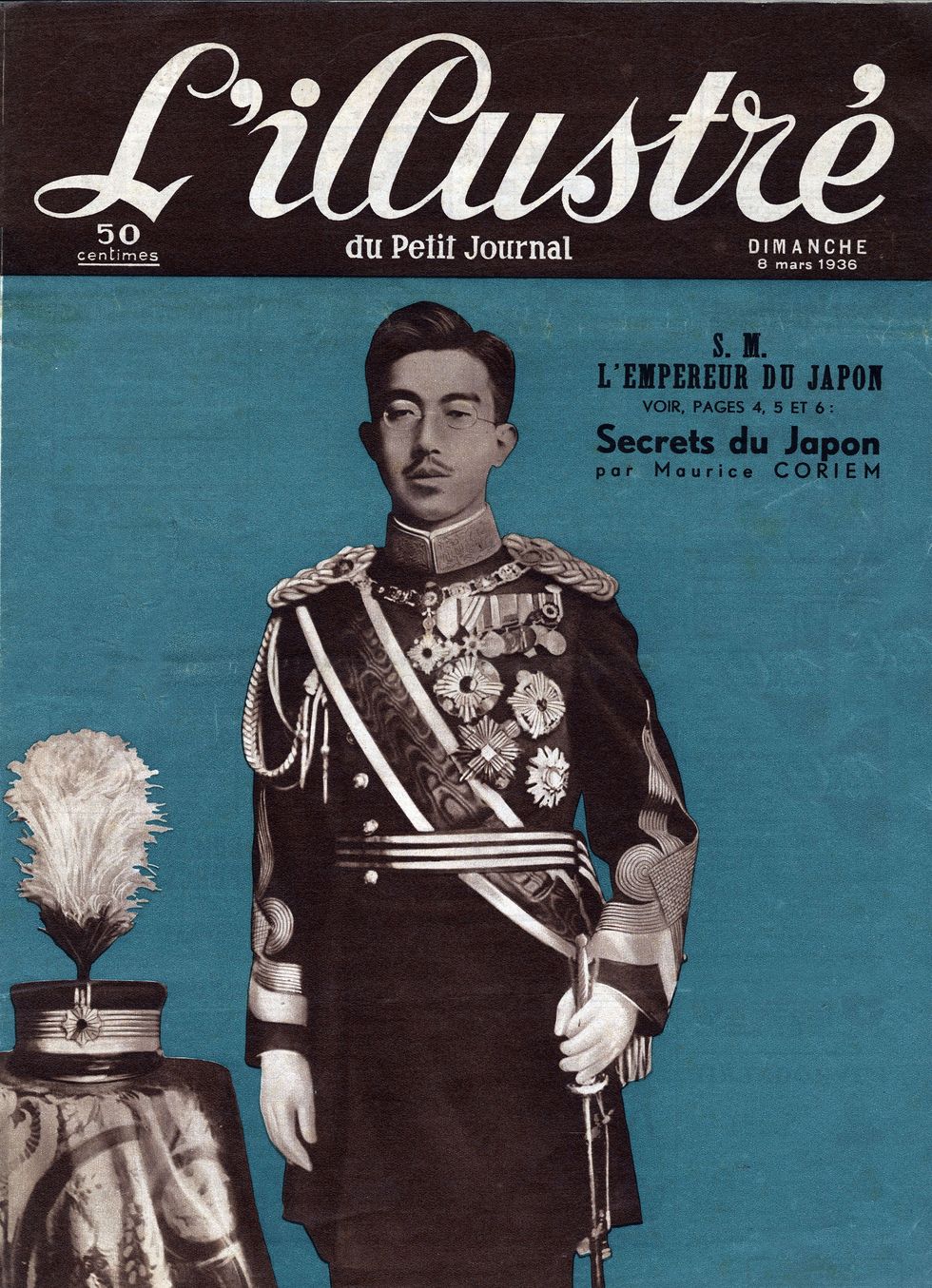 Portrait of Emperor Hirohito of Japan (1901-1989), Frontpage of French newspaper Lillustre du Petit Journal, 1936, Private Collection,
