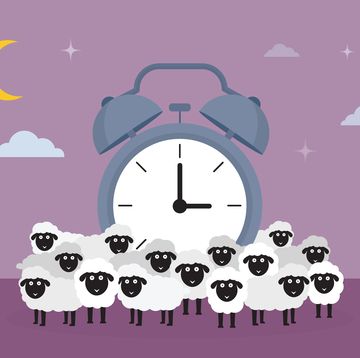 the insomnia concept represents by a sheep and a clock