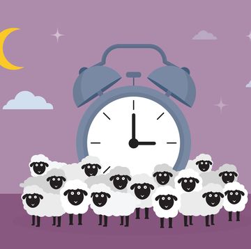 the insomnia concept represents by a sheep and a clock
