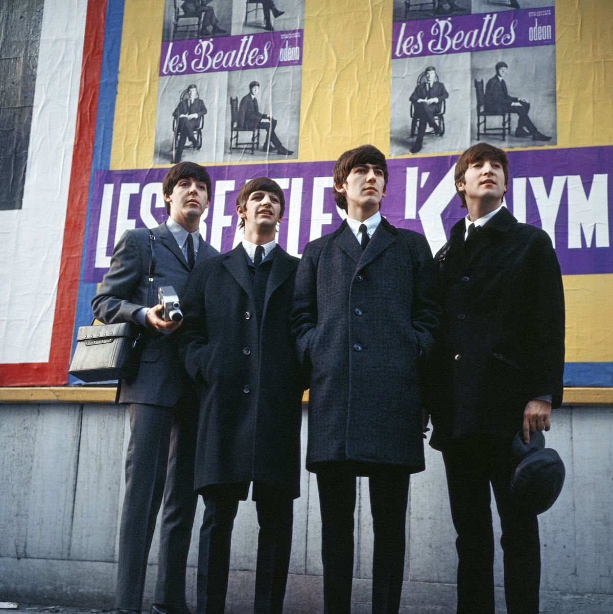the beatles concert season at the olympia theatre, paris, left to right paul mccartney, ringo starr, george harrison and john lennon 17th january 1964 photo by alisdair macdonaldsyndication mirrorpix via getty images