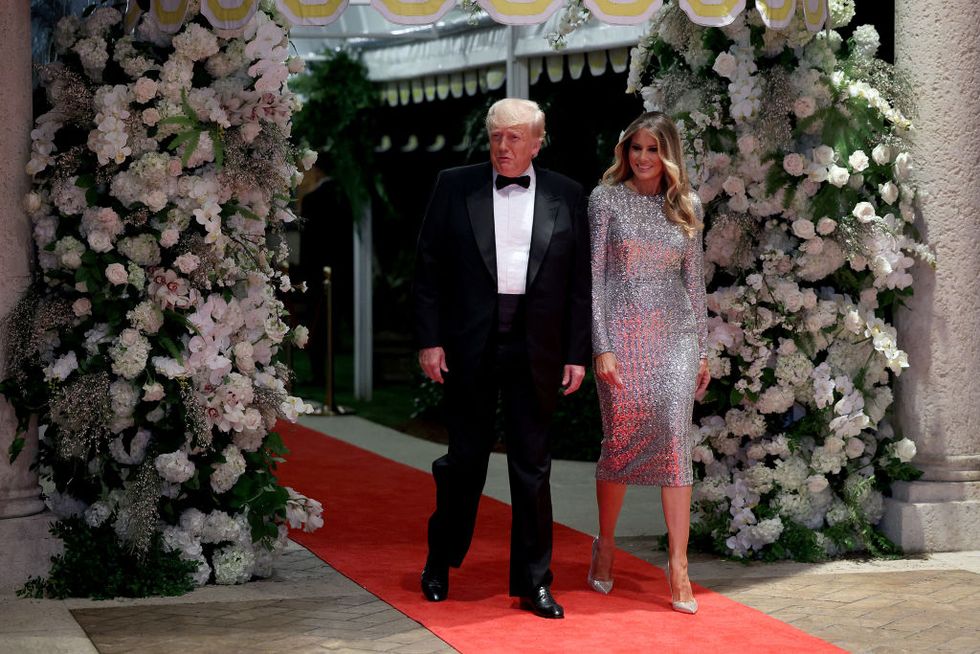 palm beach, florida december 31 former us president donald trump and former first lady melania trump arrive for a new years event at his mar a lago home on december 31, 2022 in palm beach, florida trump continues to run for a second term as the president of the united states photo by joe raedlegetty images