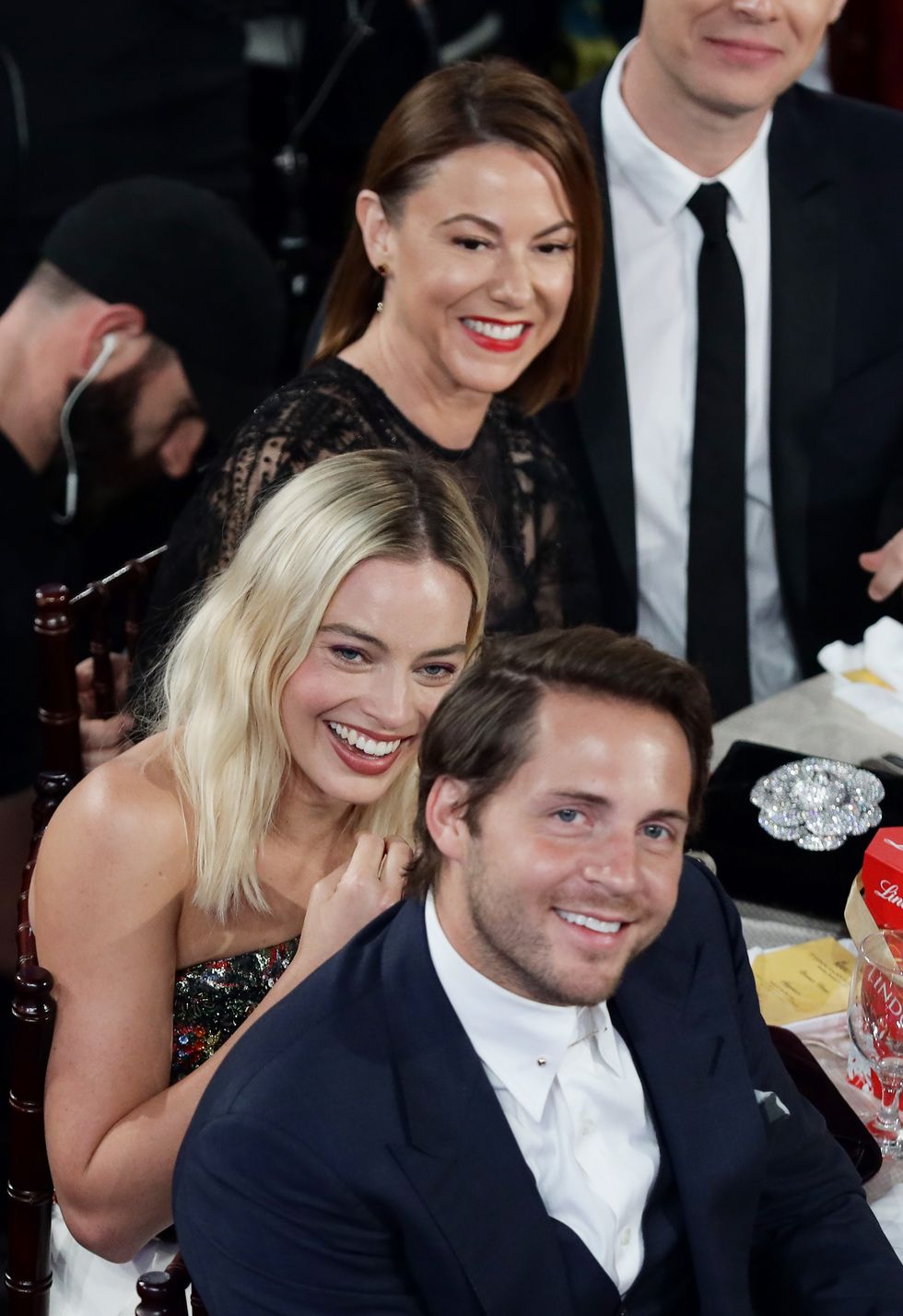 beverly hills, california january 05 77th annual golden globe awards pictured l r margot robbie and tom ackerley at the 77th annual golden globe awards held at the beverly hilton hotel on january 5, 2020 photo by neilson barnardnbcnbcu photo bank
