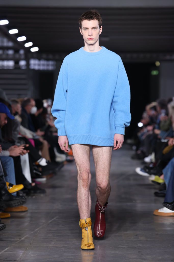 milan, italy january 15 a model walks the runway at the jw anderson fashion show during the milan menswear fallwinter 20232024 on january 15, 2023 in milan, italy photo by daniele venturelliwireimage