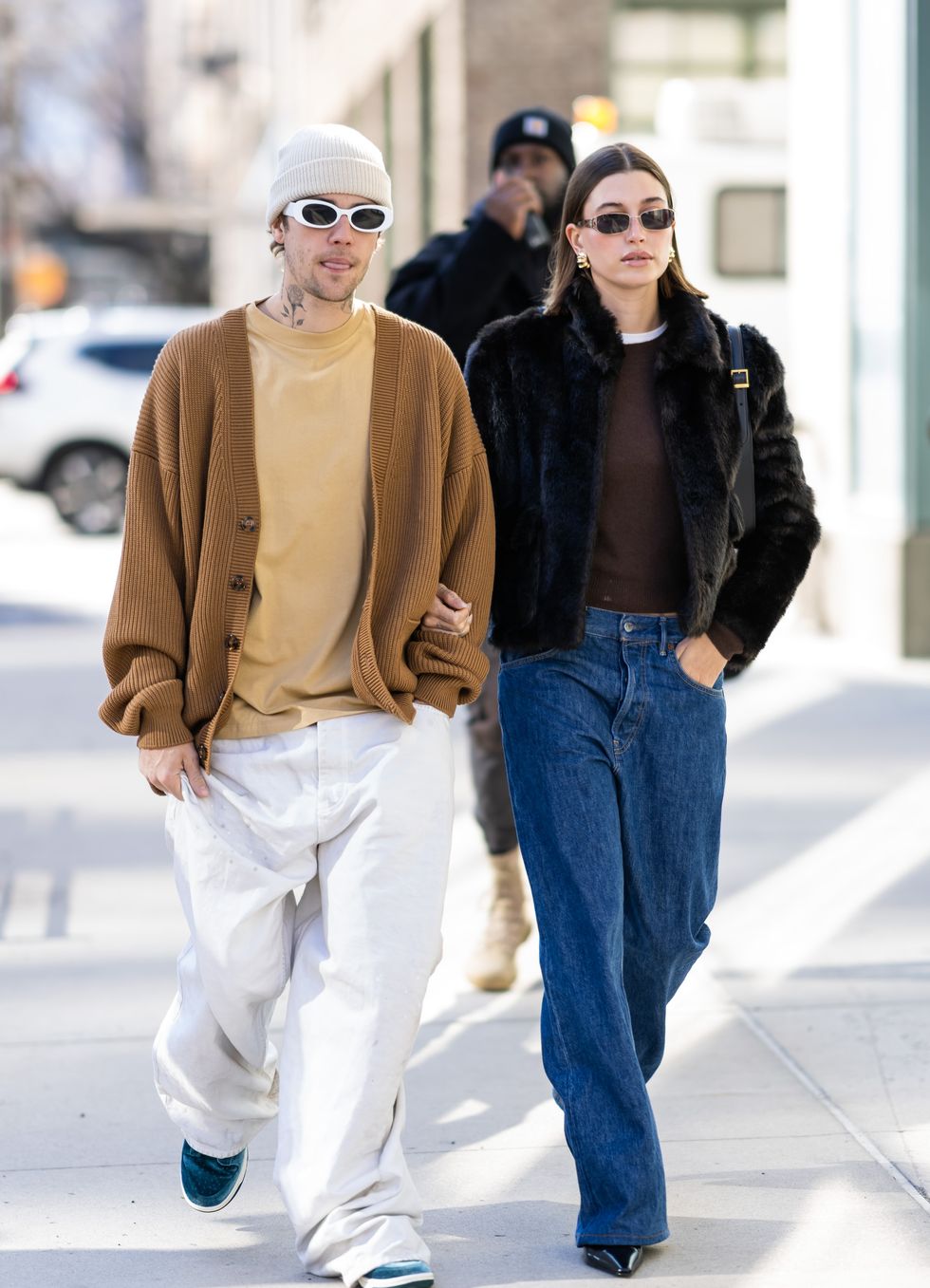 new york, new york january 24 justin bieber l and hailey bieber are seen in tribeca on january 24, 2023 in new york city photo by gothamgc images
