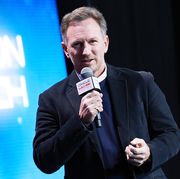 new york, new york february 03 red bull racing team principal christian horner talks during the oracle red bull racing season launch 2023 at classic car club manhattan on february 03, 2023 in new york city photo by arturo holmesgetty images for oracle red bull racing
