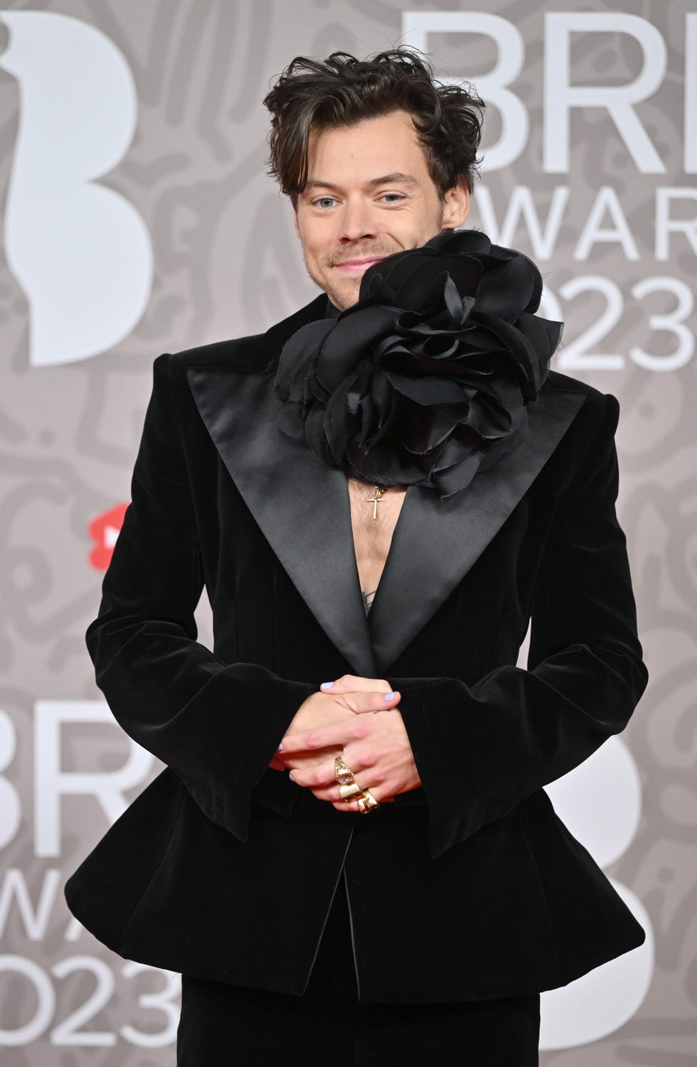 london, england february 11 editorial use only harry styles attends the brit awards 2023 at the o2 arena on february 11, 2023 in london, england photo by samir husseinwireimage