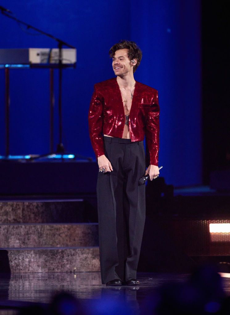 london, england february 11 editorial use only harry styles performs on stage during the brit awards 2023 at the o2 arena on february 11, 2023 in london, england photo by gareth cattermolegareth cattermolegetty images