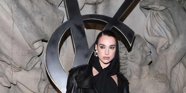 Dua Lipa Wore a Leather Halter-Neck Dress With a Studded Tote Bag