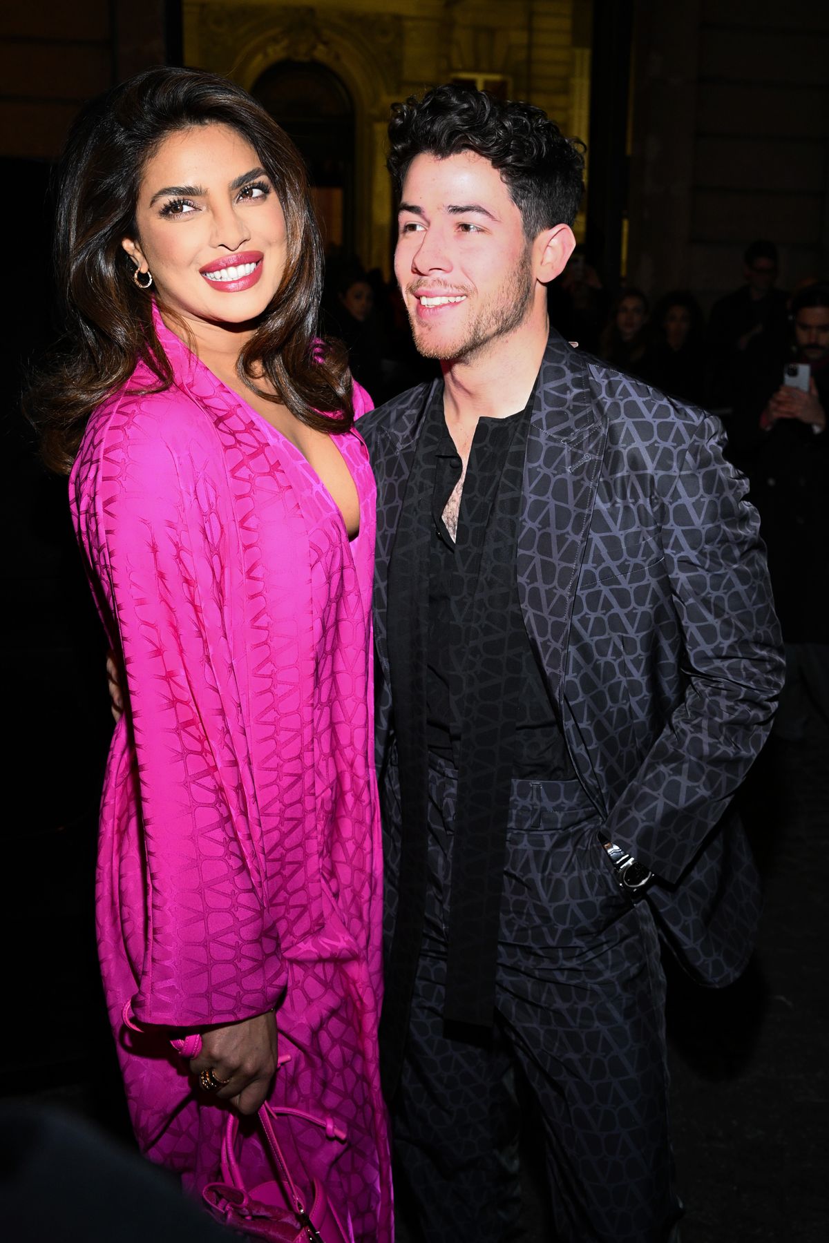 paris, france march 05 priyanka chopra and nick jonas attend the valentino womenswear fall winter 2023 2024 show as part of paris fashion week on march 05, 2023 in paris, france photo by stephane cardinale corbiscorbis via getty images