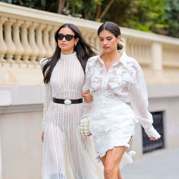 paris, france march 06 kelsey merritt and sara sampaio are seen heading to the zimmermann show during paris fashion week on march 06, 2023 in paris, france photo by rachpootbauer griffingc images