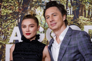 london, england march 08 florence pugh and zach braff arrive at the a good person uk premiere at the ham yard hotel on march 08, 2023 in london, england photo by tristan fewingswireimage