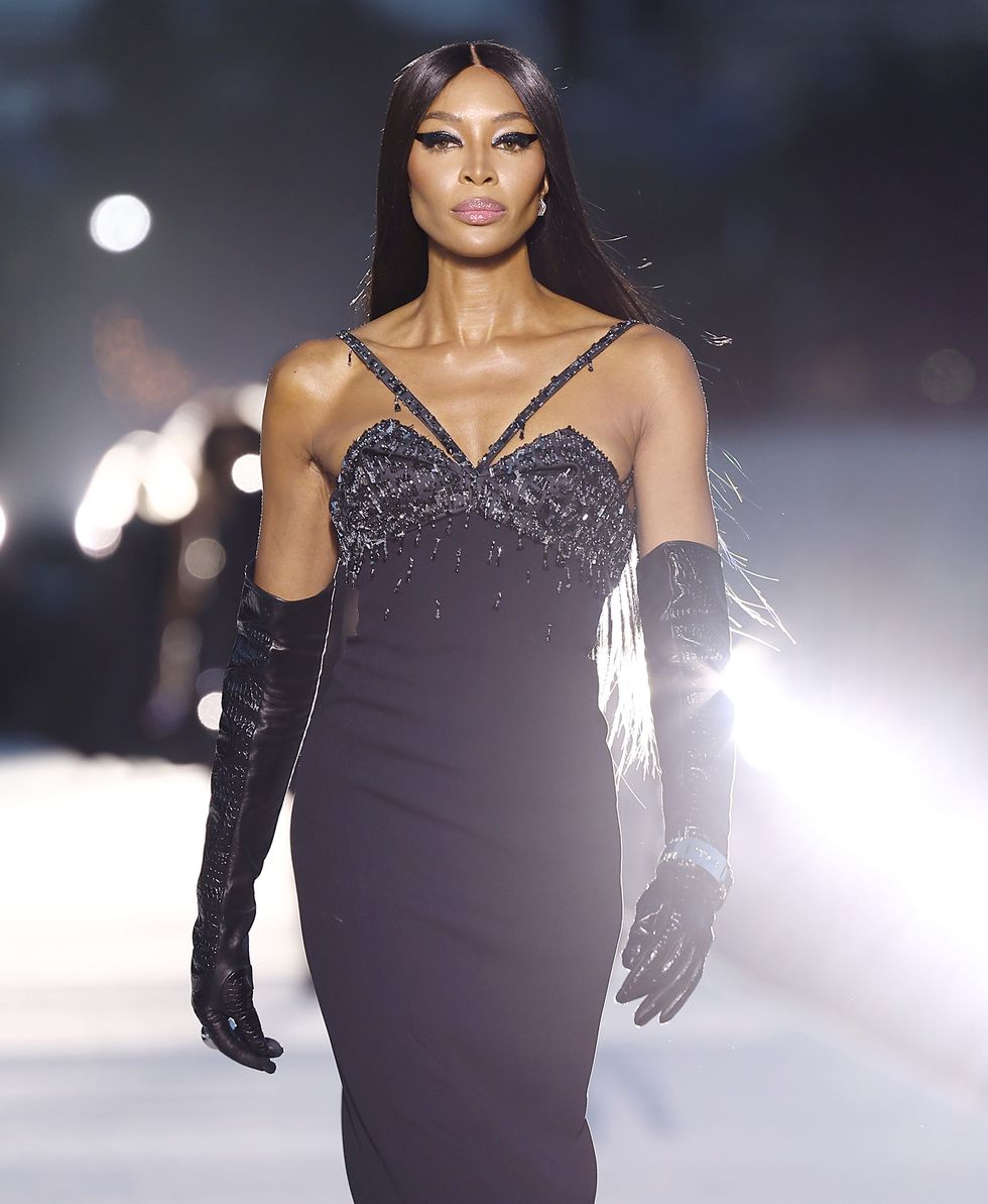 west hollywood, california march 09 naomi campbell walks the runway during the versace fw23 show at pacific design center on march 09, 2023 in west hollywood, california photo by arturo holmesgetty images