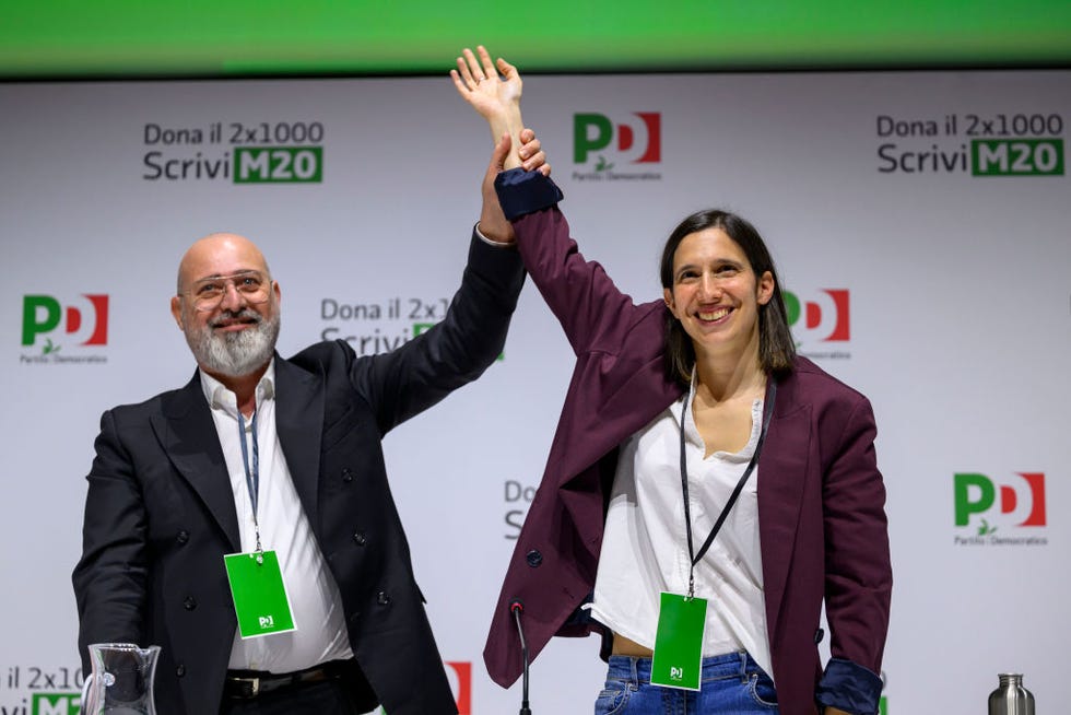 rome, italy march 12 newly elected president of the partito democratico stefano bonaccini and newly elected general secretary of the partito democratico democratic party elly schlein attend the national assembly of the partito democratico democratic party, on march 12, 2023, in rome, italy photo by antonio masiellogetty images rome, italy march 12 newly elected president of the partito democratico stefano bonaccini and newly elected general secretary of the partito democratico democratic party elly schlein attend the national assembly of the partito democratico democratic party, on march 12, 2023, in rome, italy photo by antonio masiellogetty images