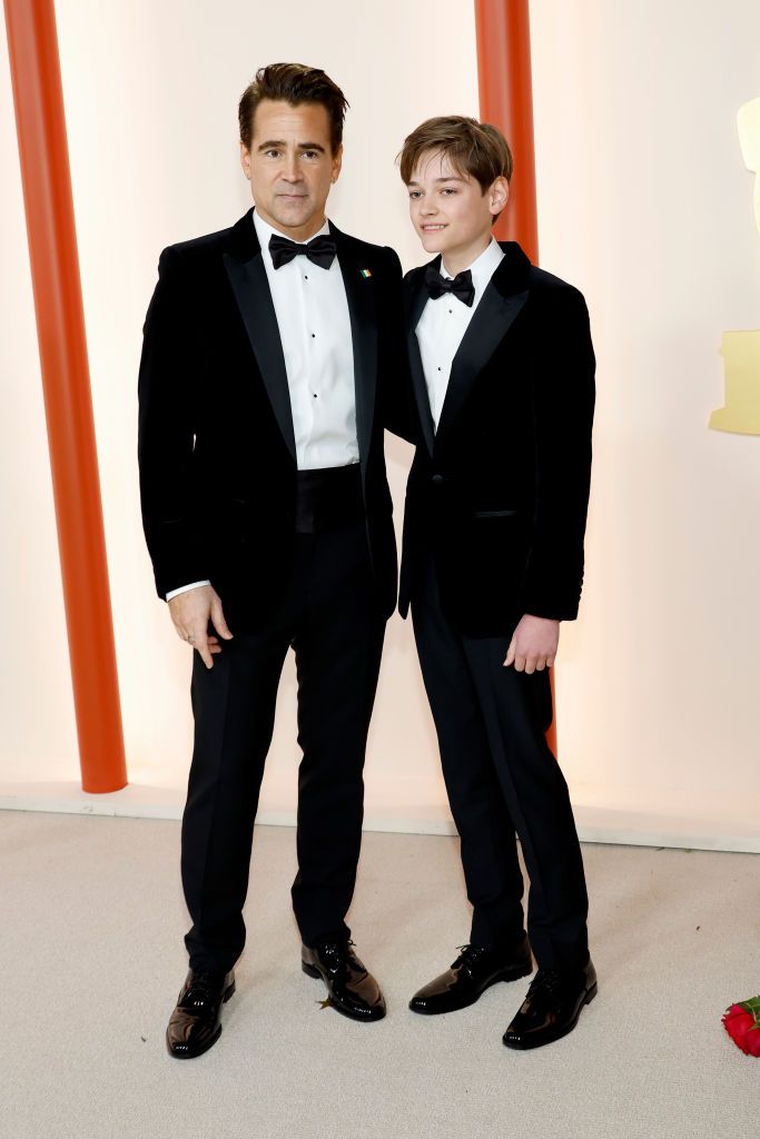 hollywood, california march 12 l r colin farrell and henry tadeusz attend the 95th annual academy awards on march 12, 2023 in hollywood, california photo by mike coppolagetty images