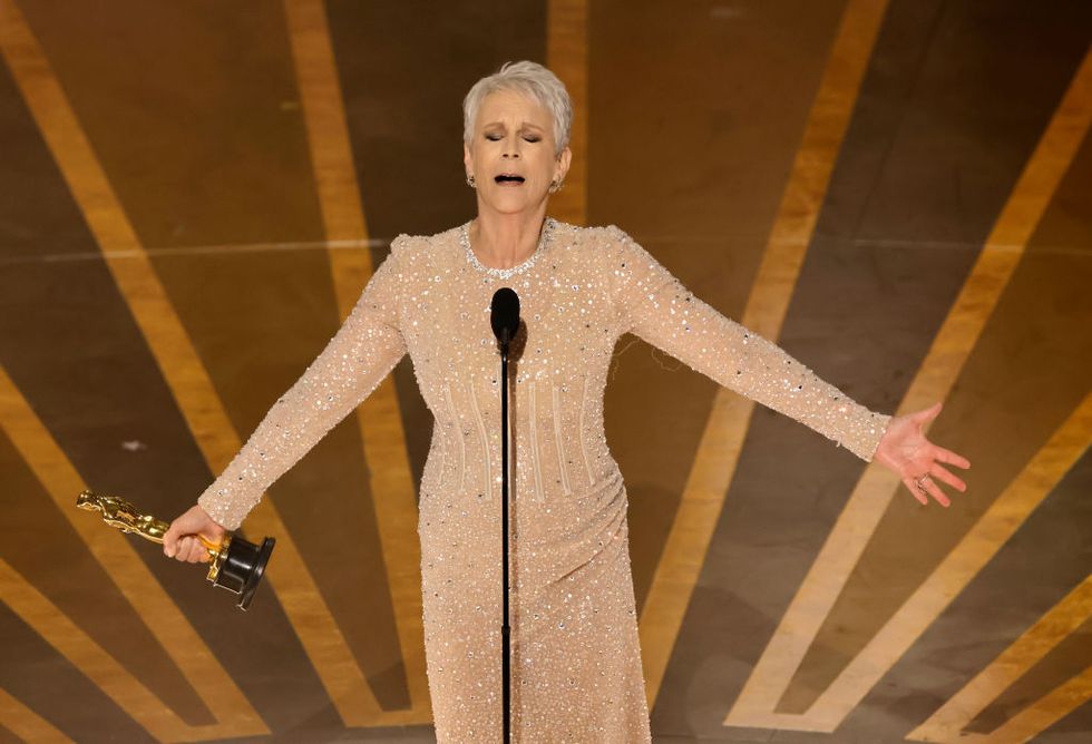 hollywood, california march 12 jamie lee curtis accepts the best supporting actress for everything everywhere all at once onstage during the 95th annual academy awards at dolby theatre on march 12, 2023 in hollywood, california photo by kevin wintergetty images