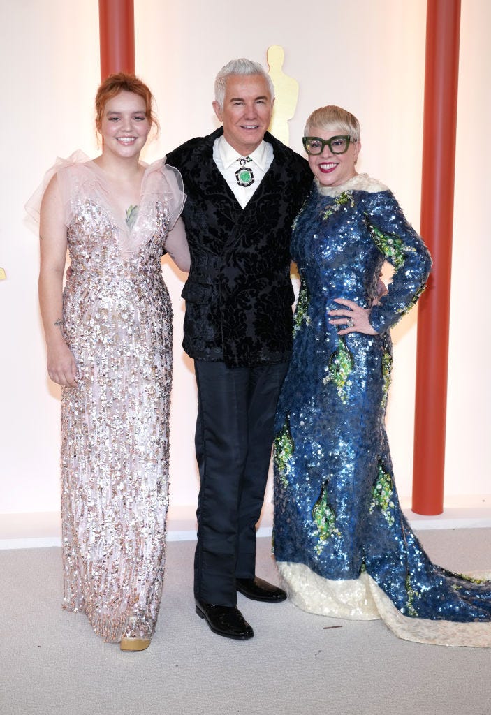 hollywood, california march 12 l r lillian amanda luhrmann, baz luhrmann and catherine martin attend the 95th annual academy awards on march 12, 2023 in hollywood, california photo by kevin mazurgetty images