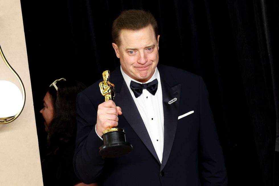 hollywood, california march 12 brendan fraser, winner of the best actor in a leading role award for the whale, poses in the press room during the 95th annual academy awards on march 12, 2023 in hollywood, california photo by arturo holmesgetty images