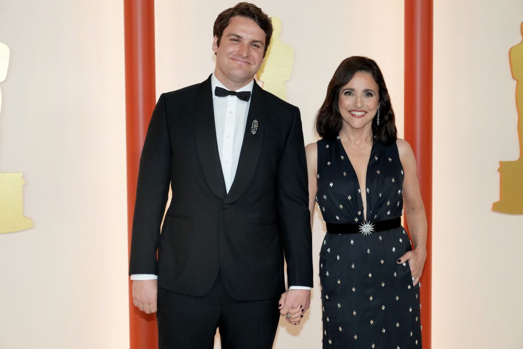 hollywood, california march 12 l r henry hall and julia louis dreyfus attend the 95th annual academy awards on march 12, 2023 in hollywood, california photo by jeff kravitzfilmmagic