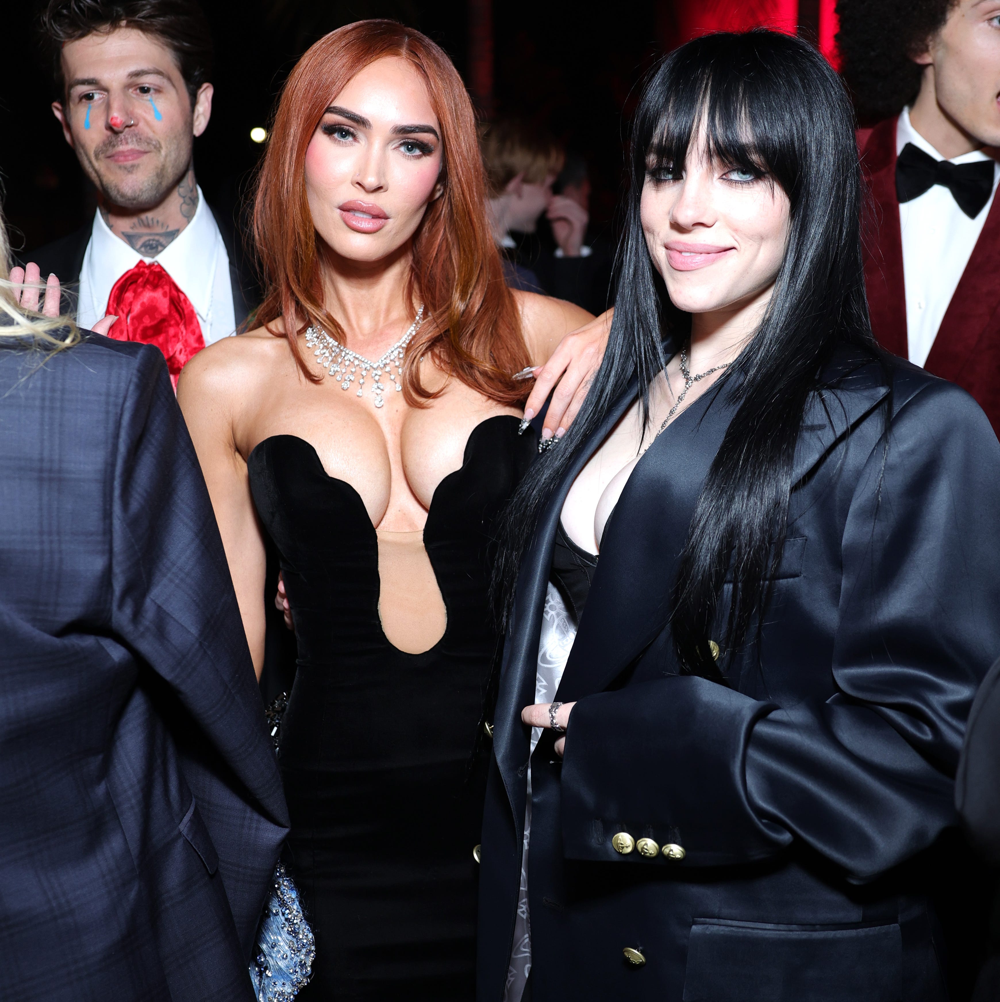 Megan Fox Partied in a Couture Velvet Dress with a Plunging Neckline
