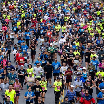 los angeles, california march 19 participants run along the main street during the 38th los angeles marathon on march 19, 2023 in los angeles, california photo by qian weizhongvcg via getty images