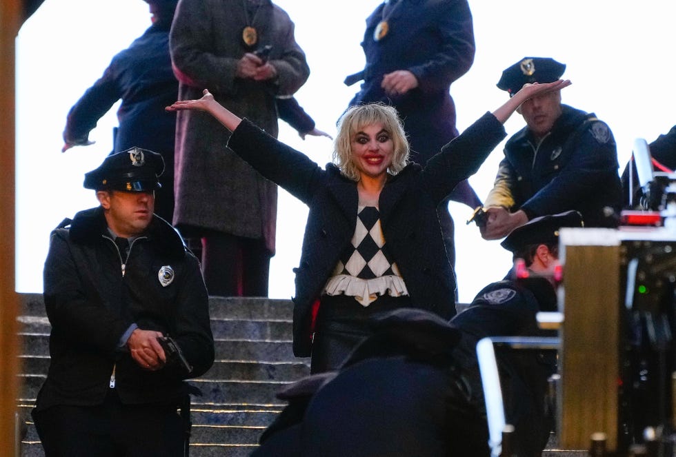 new york, new york april 02 lady gaga is seen filming on location for joker folie a deux on april 02, 2023 in new york city photo by gothamgc images