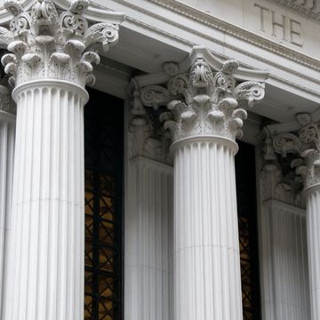 ionic columns of a bank building