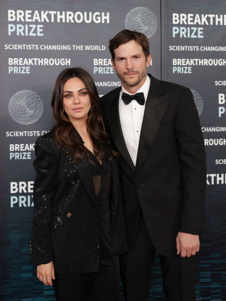 los angeles, california april 15 l r mila kunis and ashton kutcher arrive at the ninth breakthrough prize ceremony at academy museum of motion pictures on april 15, 2023 in los angeles, california photo by anna webbergetty images for breakthrough prize