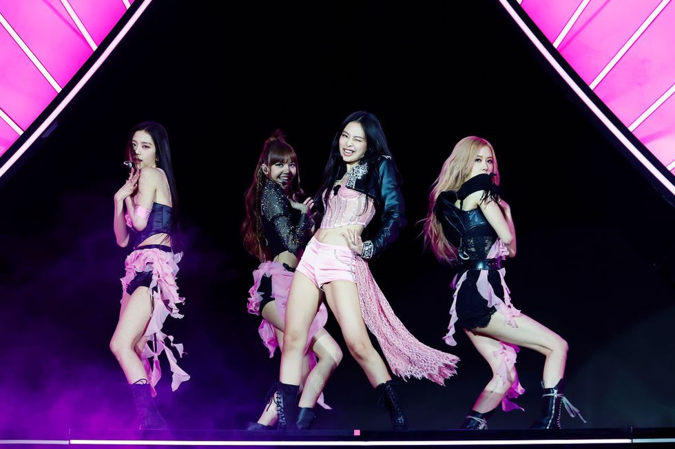 indio, california april 15 l r jisoo, lisa, jennie, and rosé of blackpink perform at the coachella stage during the 2023 coachella valley music and arts festival on april 15, 2023 in indio, california photo by frazer harrisongetty images for coachella