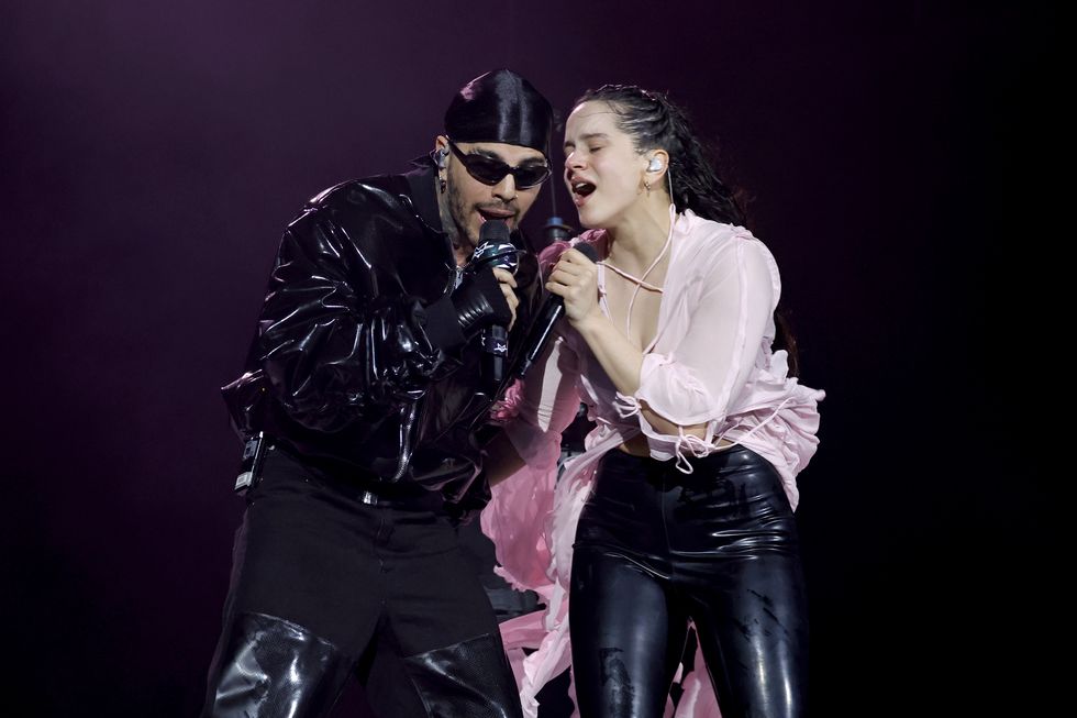 indio, california april 15 l r rauw alejandro performs with rosalía at the coachella stage during the 2023 coachella valley music and arts festival on april 15, 2023 in indio, california photo by frazer harrisongetty images for coachella