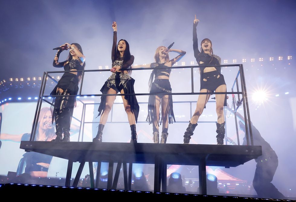 indio, california april 15 l r jennie, jisoo, rosé, and lisa of blackpink perform at the coachella stage during the 2023 coachella valley music and arts festival on april 15, 2023 in indio, california photo by frazer harrisongetty images for coachella