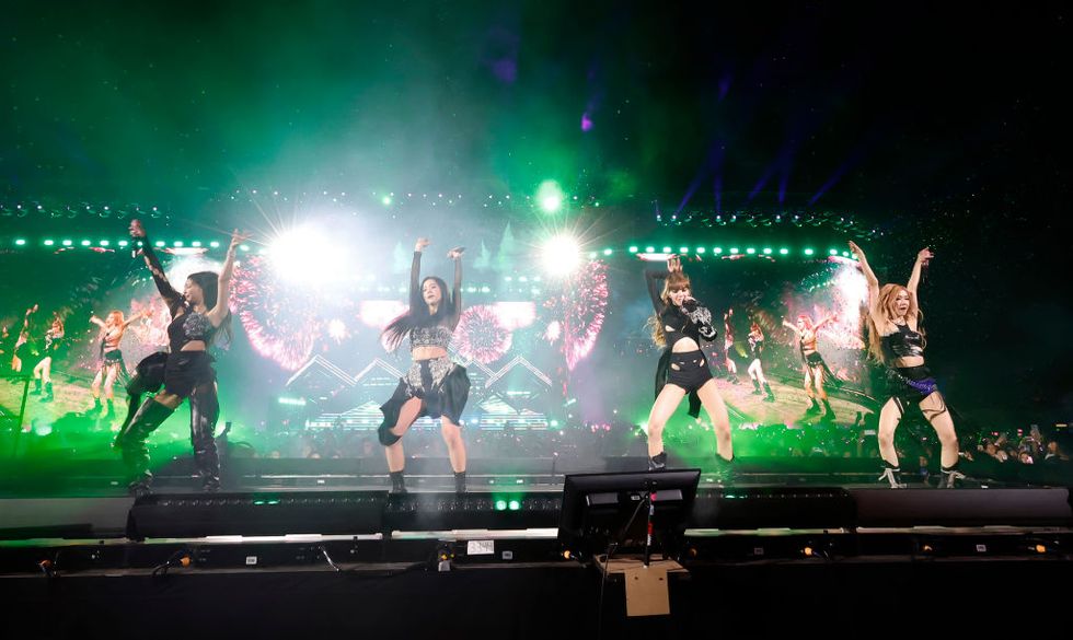 indio, california april 15 l r jennie, jisoo, lisa, and rosé of blackpink perform at the coachella stage during the 2023 coachella valley music and arts festival on april 15, 2023 in indio, california photo by frazer harrisongetty images for coachella