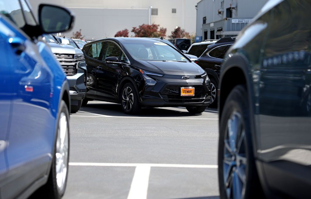 colma, california april 25 a chevrolet bolt ev sits parked in the sales lot at stewart chevrolet on april 25, 2023 in colma, california chevrolet announced plans to phase out production of its chevrolet bolt electric vehicles as the company paves the way for a new generation of electric vehicles photo by justin sullivangetty images