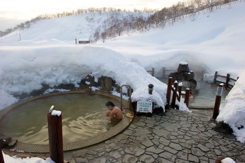 Man in a traditional Japanese onsen