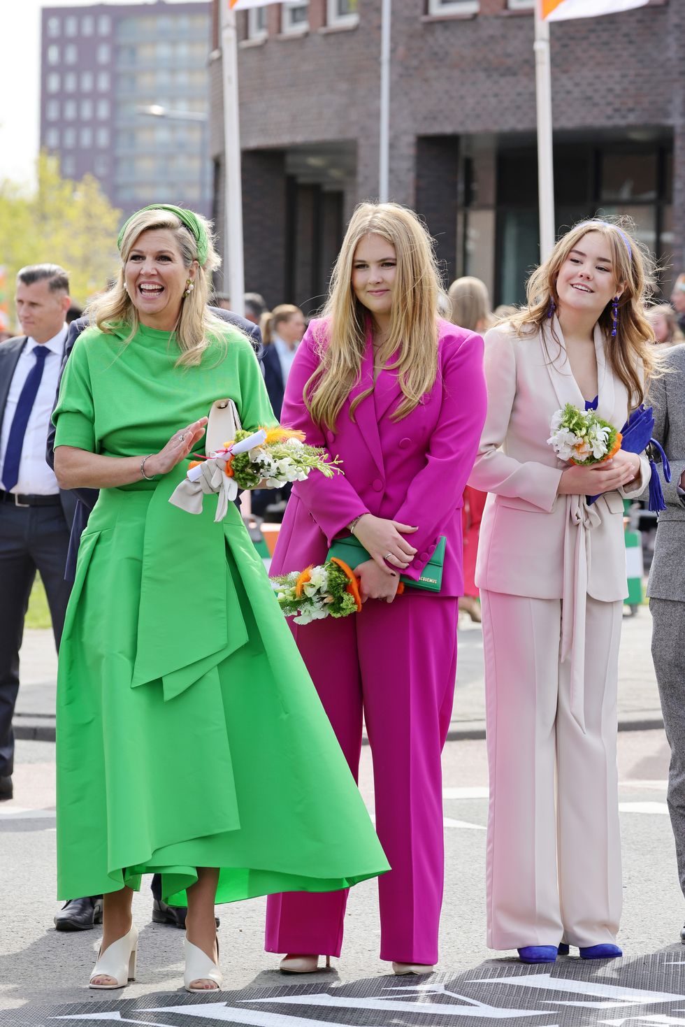 rotterdam, netherlands april 27 queen maxima of the netherlands, princess amalia of the netherlands and princess ariane of the netherlands during kingsday celebrations on april 27, 2023 in rotterdam, netherlands king willem alexander and his family are celebrating king's day and his tenth anniversary as king of the netherlands in rotterdam photo by andreas rentzgetty images