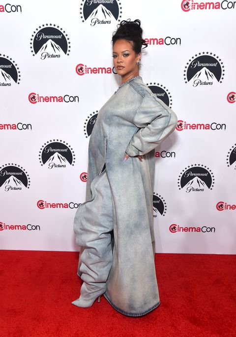 las vegas, nevada april 27 rihanna poses for photos, promoting the upcoming film the smurfs movie, at the paramount pictures presentation during cinemacon 2023, the official convention of the national association of theatre owners, at caesars palace on april 27, 2023 in las vegas, nevada photo by alberto e rodriguezgetty images for cinemacon