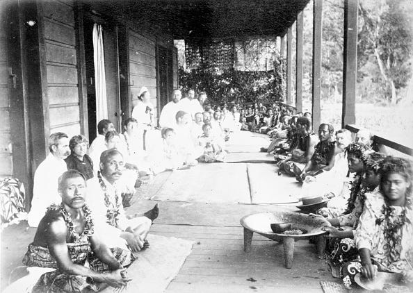 vintage photos of birthdays robert louis stevensons birthday party, at vailima, ca 1893. (photo by: sepia times/universal images group via getty images)